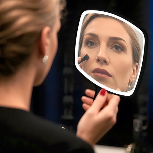 Black 2-Pack Handheld Makeup Mirrors 10.5 Inch Portable Vanity with Hanging Hole