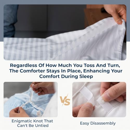 16 Pack Duvet Clips for Comforter Securement - Hidden Design & Easy Removal