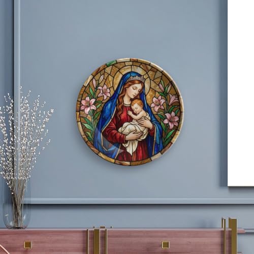 Christmas Stained Glass Decorative Plate for Display - Style 4, 6-10 Inch