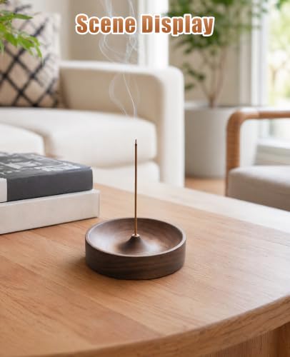 3-Piece Wooden Incense Holder Set with Ash Brushes for Sticks - Black Walnut
