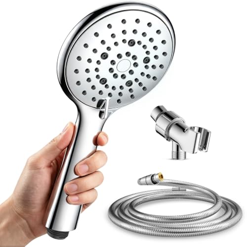 FEELSO High Pressure Handheld Shower Head with Chrome Finish - Combo