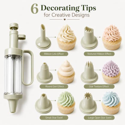 Piping Gun Set with Clear Dispenser, 7-Piece Cake Decorating Kit for Pastry & Cupcake