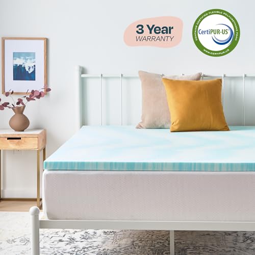 Linenspa 2 Inch Swirl Gel Memory Foam Mattress Topper, Queen Size – Cooling Gel Infused, Ventilation Holes – Pressure Relieving Bed Topper – CertiPUR Certified