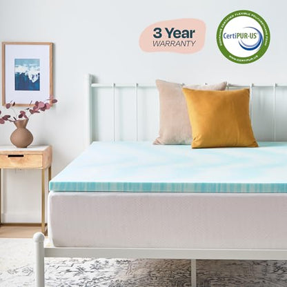 Linenspa 2 Inch Swirl Gel Memory Foam Mattress Topper, Queen Size – Cooling Gel Infused, Ventilation Holes – Pressure Relieving Bed Topper – CertiPUR Certified