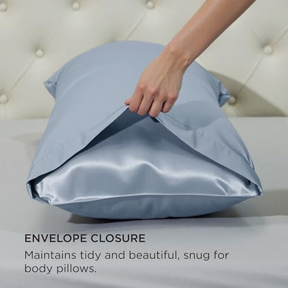 Bedsure Satin Pillowcase for Hair and Skin Queen - Sky Blue Silky Pillowcase 2 Pack with Envelope Closure, Similar to Silk Pillow Cases, Gifts for Women Men, 20x30 Inches, 2pcs