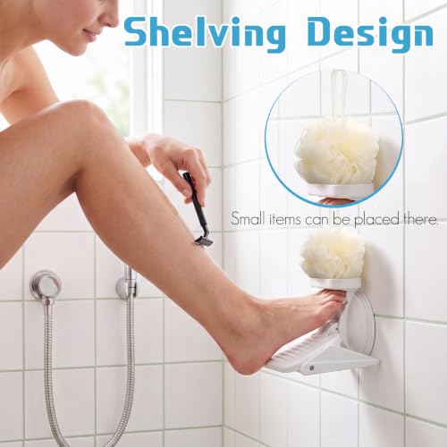 Shower Foot Rest with Suction Cup for Shaving Legs - No Drill, Non Slip Bathroom Step Stool