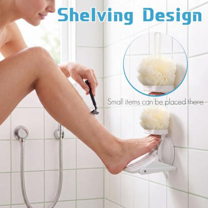 Shower Foot Rest with Suction Cup for Shaving Legs - No Drill, Non Slip Bathroom Step Stool