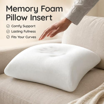 20x20 Memory Foam Throw Pillow Insert - Pack of 1, White