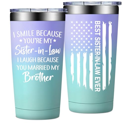 20 oz Sister in Law Gift Tumbler - Cotton Candy Variation, Double Wall Insulated