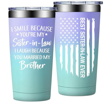 20 oz Sister in Law Gift Tumbler - Cotton Candy Variation, Double Wall Insulated
