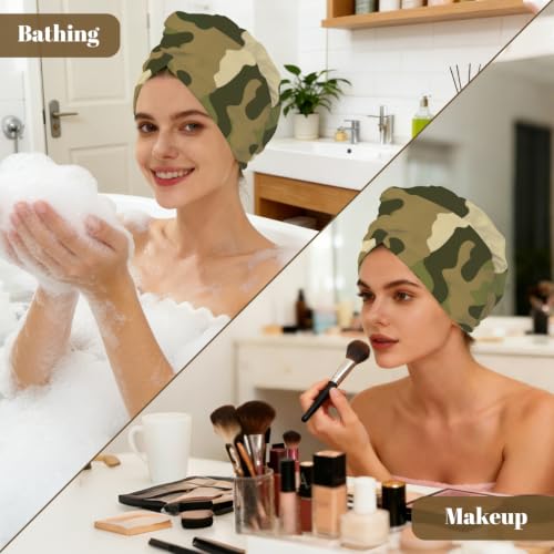 Microfiber Hair Towel Wrap for Women - Quick Dry, Camo Pattern, 25.6x16.5 Inches