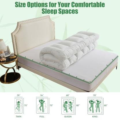 WhatsBedding Bamboo 5 Inch Memory Foam Mattress Topper Queen - Cooling & Supportive