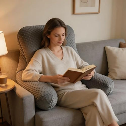 Adult Reading Pillow for Sitting in Bed Back Support Cushion Dark Grey
