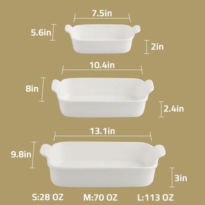 Sweejar Baking Pans Set - Durable Ceramic 9x13 Baking Dish with Handle | 3-Piece Casserole Bakeware Set in Jade