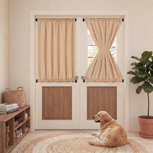 HOTOZON French Door Curtain Rod 2 Pack, 16-30 Inch Adjustable Black
