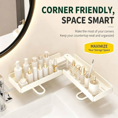 Foldable Over-Faucet Shelf Organizer Black Large - No Tools Needed