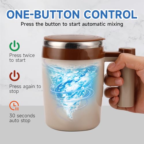 Self Stirring Coffee Mug Set of 2 - Rechargeable Black and Brown Cups