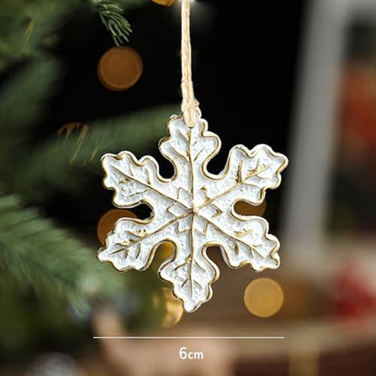 Snowflake Resin Christmas Tree Ornament 6x6cm - Snowman, Sled, Sock DIY Decor