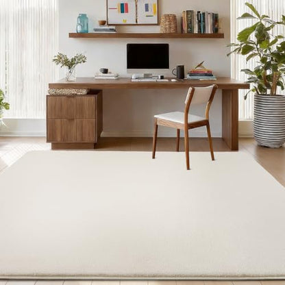 Cream White Non-Slip Nursery Rug 4x6 Feet - Soft Modern Bedroom & Living Room Carpet with Memory Foam