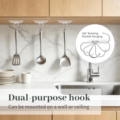 Heavy Duty Adhesive Hooks 33lb Capacity No Drill Wall Mount 10 Pack