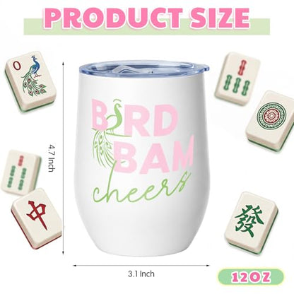Patelai 12 oz Mahjong Tumbler with Lid & Straw - Cute Gift Drinkware