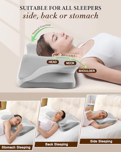 Ergonomic Cervical Pillow for Neck Pain Relief - Memory Foam Contour Support