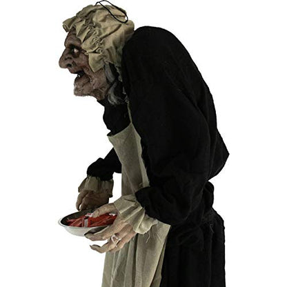 Haunted Hill Farm Lifesize Animatronic Scary Possessed Woman with Motion Activated Lights and Sound, Battery-Operated Indoor or Covered Outdoor Halloween Decoration