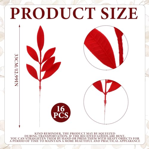 Red Velvet Christmas Tree Picks 16 Pack - Fluffy Holiday Decor