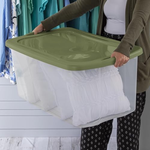 120 Quart Extra Large Storage Bin with Snap-On Lid & Handles - Single