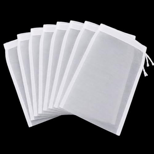 8Pcs White Nylon Straining Bags for Homebrew Beer Wine Cider Filter Mesh Set