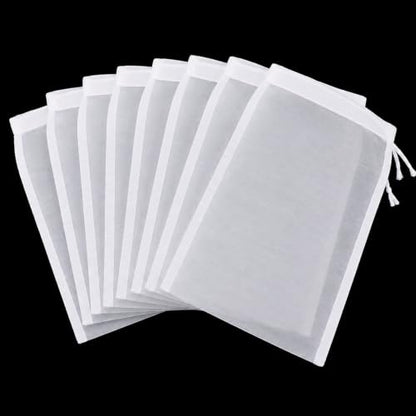 8Pcs White Nylon Straining Bags for Homebrew Beer Wine Cider Filter Mesh Set