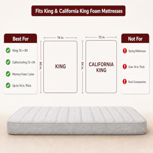 King/Cal King Mattress Vacuum Bag with Straps for Moving & Storage