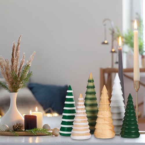 Colorful Farmhouse Wooden Christmas Trees - 6 Pcs Rustic Holiday Decor
