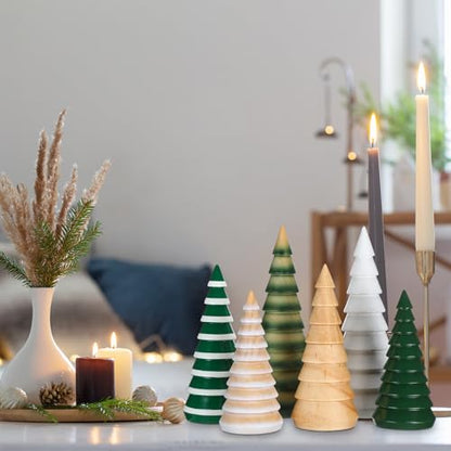 Colorful Farmhouse Wooden Christmas Trees - 6 Pcs Rustic Holiday Decor