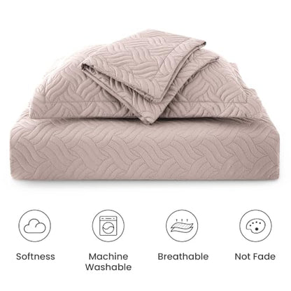 Queen Size Quilts for Bed - Wave Pattern Burlwood Bedspread Set - Love's Cabin