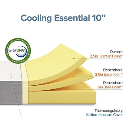 Zinus 10 Inch Full Cooling Essential Foam Mattress, Affordable Quality, Certified Safe Materials