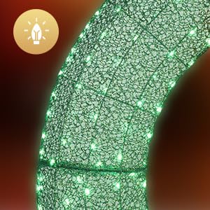 Pre-Lit 48 Inch Outdoor Christmas Wreath with 315 LED Lights - Green and Red