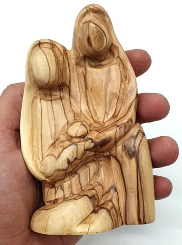 Hand Carved Olive Wood Nativity Scene - Holy Family Figurines for Christmas Decor