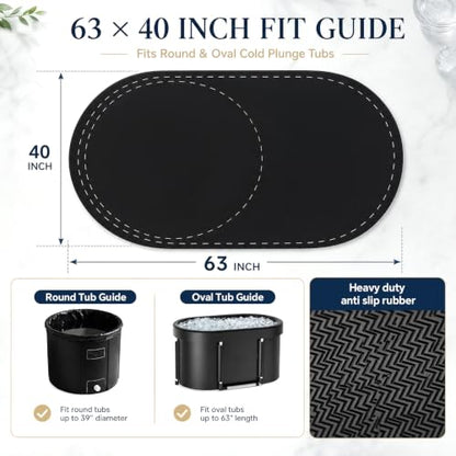 Heavy Duty Rubber Cold Plunge Tub Mat for Ice Bath - 63 x 40 inches