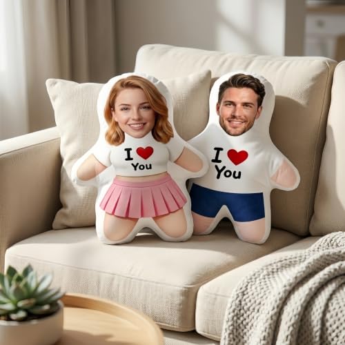 Custom Face Pillow - Personalized Plush Doll Gift for Couple 8in