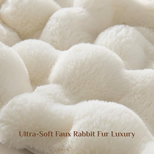 BEDELITE Faux Rabbit Fur Body Pillow Cover 20x54 Solid Cream White Cozy Texture