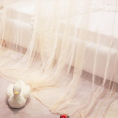 Princess Canopy Bed Curtains Mosquito Net for Single & Queen Beds - Cozy Drape Netting with 4 Openings
