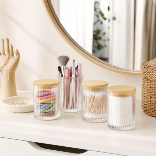Glass Apothecary Jar with Natural Bamboo Lid - 2 Pack