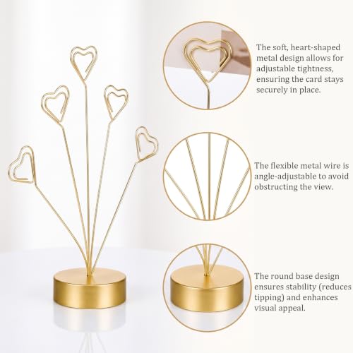 Gold Gift Card Tree Holder with Clips for Photos and Notes - Elegant Desk Organizer