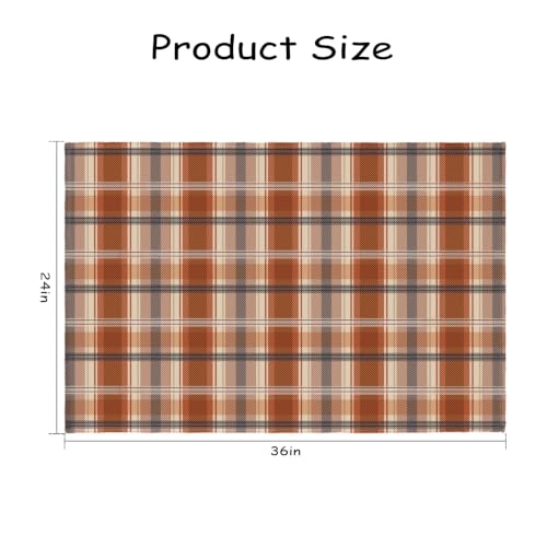 Fall Plaid Doormat - Burnt Orange Buffalo Check Entry Rug for Front Door & Home
