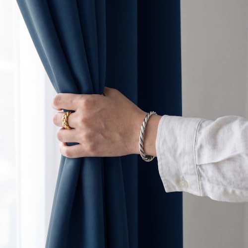 Navy Blue Blackout Curtains 4 Panels - 40x63 Inches Room Darkening Set