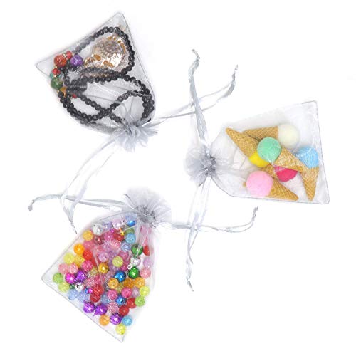 100Pcs Sheer Organza Bags 5x7 Inch Gray Jewelry Gift Bags for Weddings