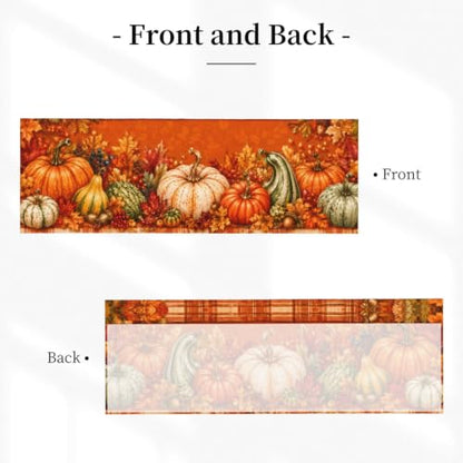 Fall Pumpkin Valance Curtain - 54W x 18L Short Window Treatment with Rod Pocket - Holiday Home Decor