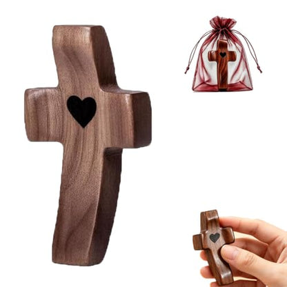 Pocket Wooden Cross for Prayer and Reflection - Handheld Christian Religious Decor (Variation of THIS listing)