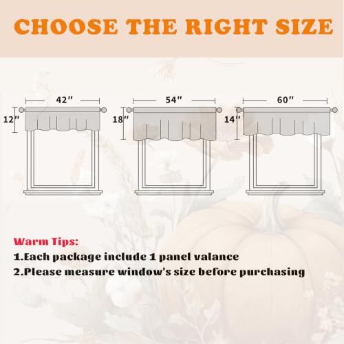 Pumpkin Leaves Fall Valance for Windows - Seasonal Short Curtain for Kitchen & Bathroom